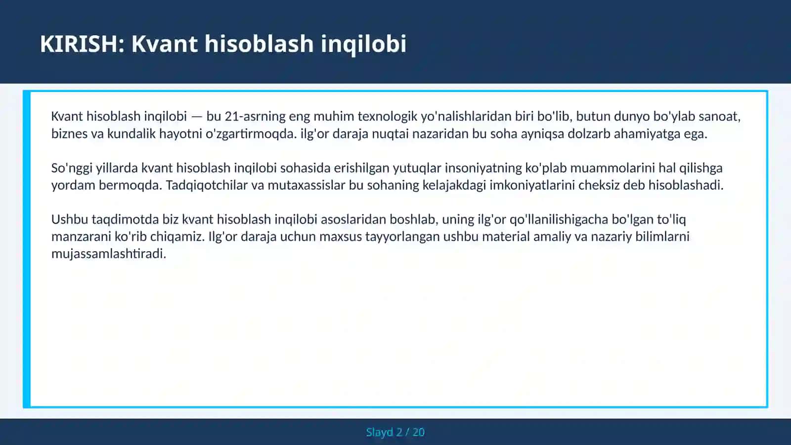 KVANT HISOBLASH INQILOBI 2