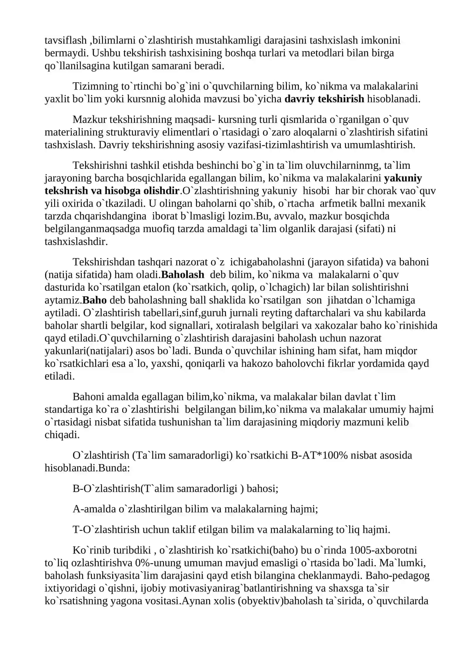 Pedagogik nazorat va ta`lim sifatini baholash va ma`rifiy tizimlarni boshqarish 2
