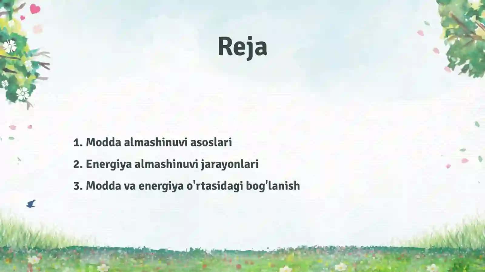 Modda va energiya almashinuvi jarayonlari 2