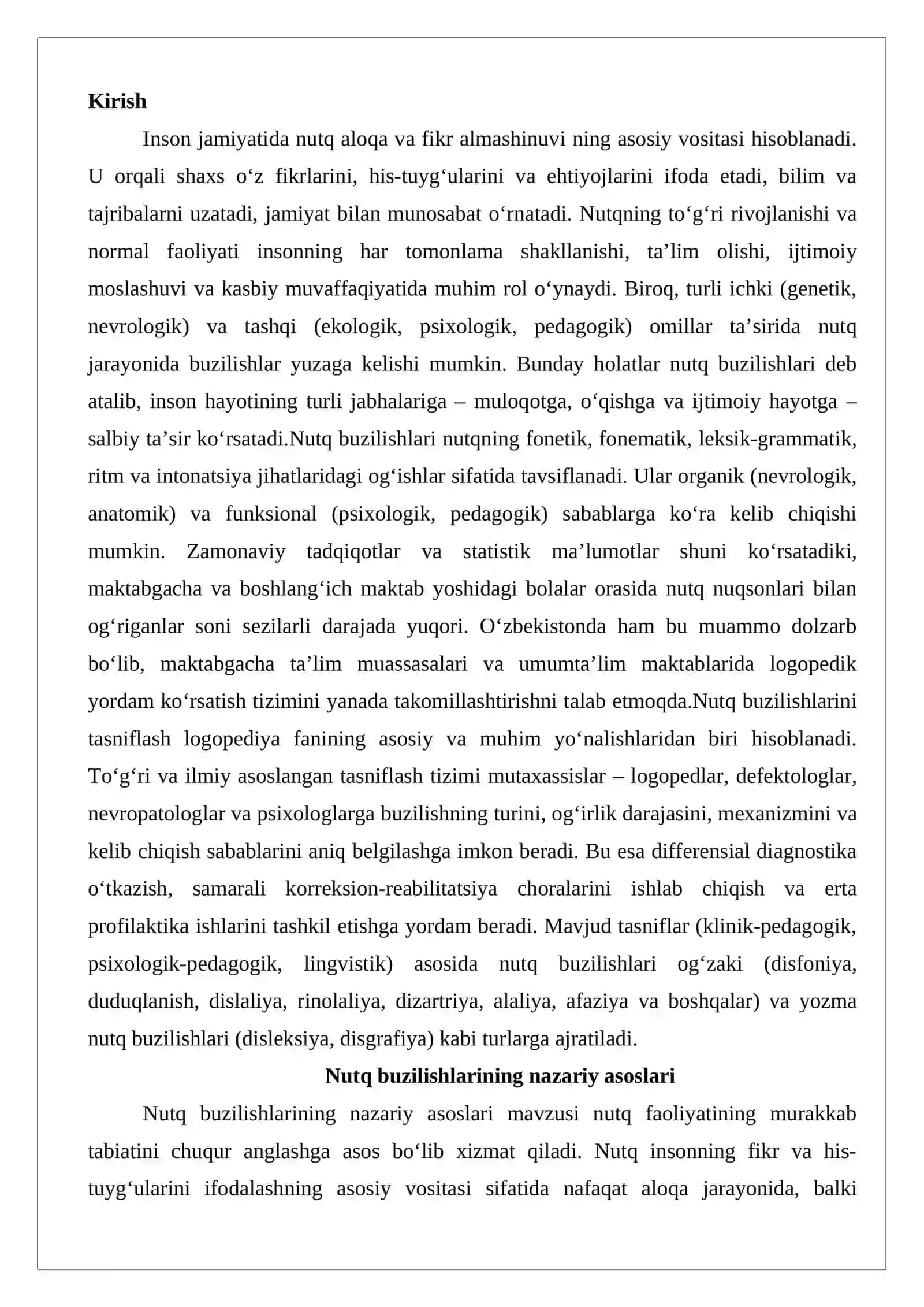 Nutq buzilishlarining tasnifi 2