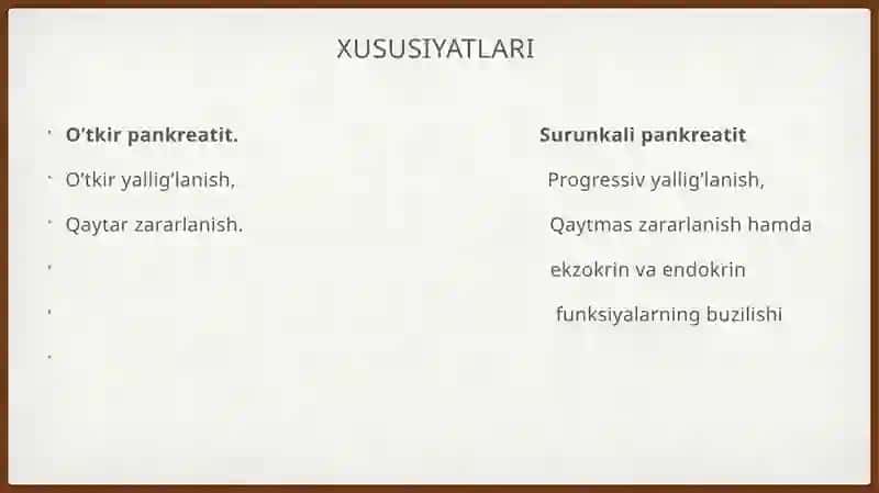 O’TKIR VA SURUNKALI PANKREATIT 2