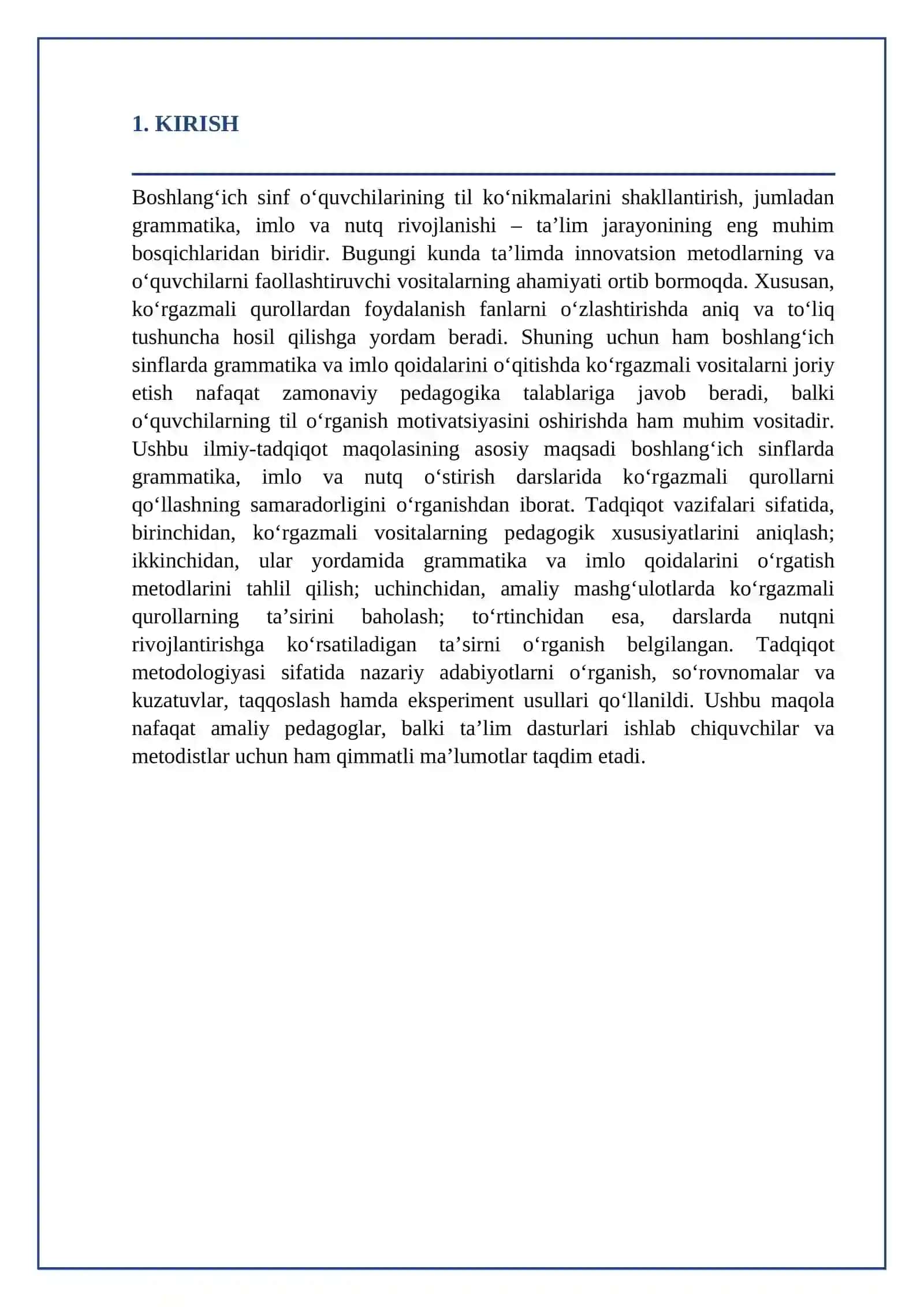 Boshlang‘ich sinf grammatika, imlo va nutq o‘stirish darslarida ko‘rgazmali qurollardan foydalanish 2