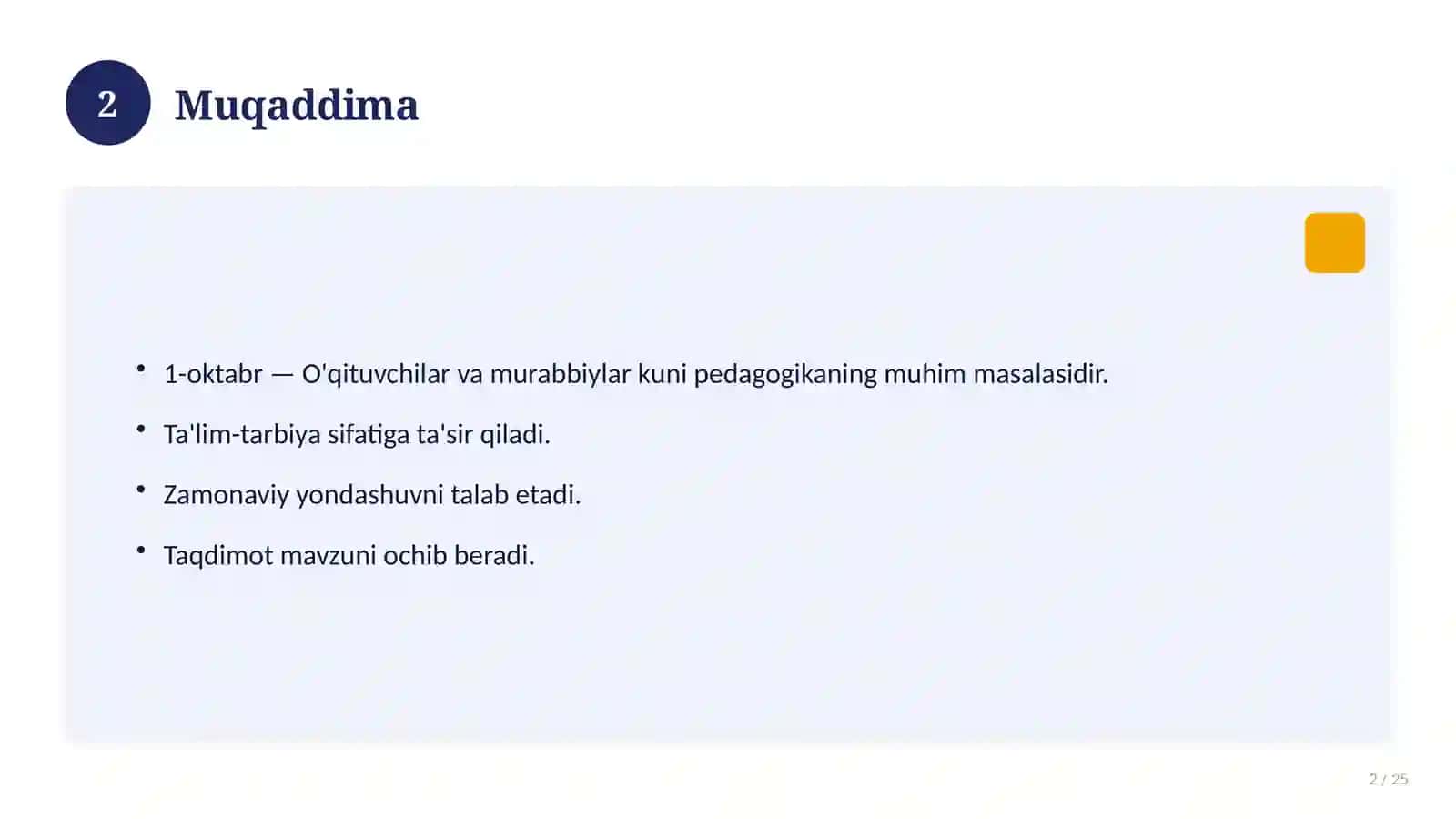 1-oktabr — O'qituvchilar va murabbiylar kuni 2