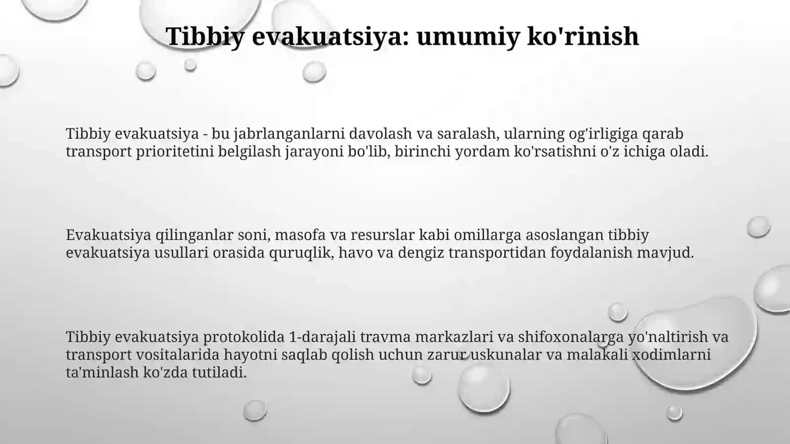 Tibbij evakuatsiya: Kirish va asosiy tushunchalar 2