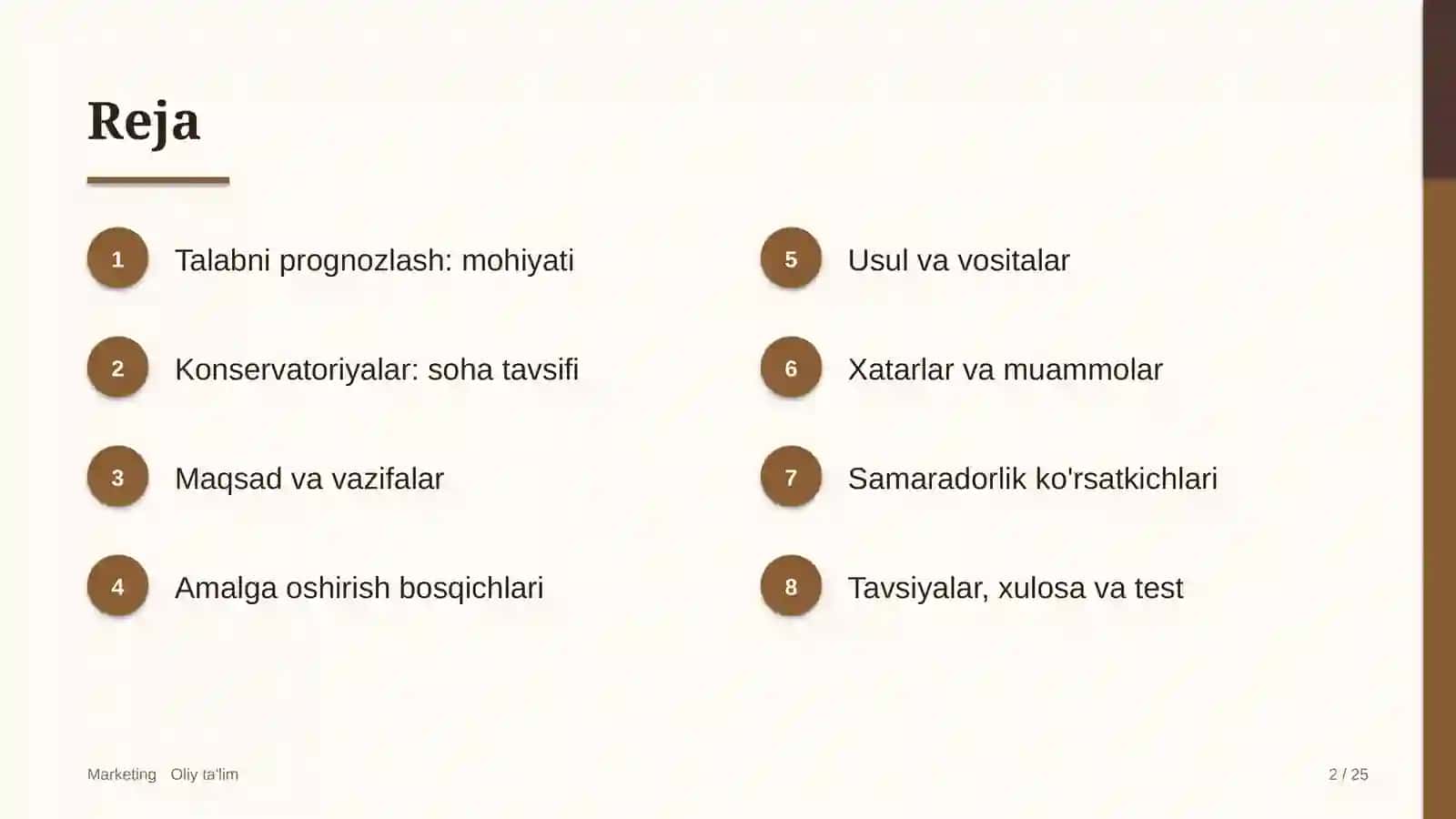 Konservatoriyalar misolida: mohiyati, bosqichlari, usullari va ko'rsatkichlari 2