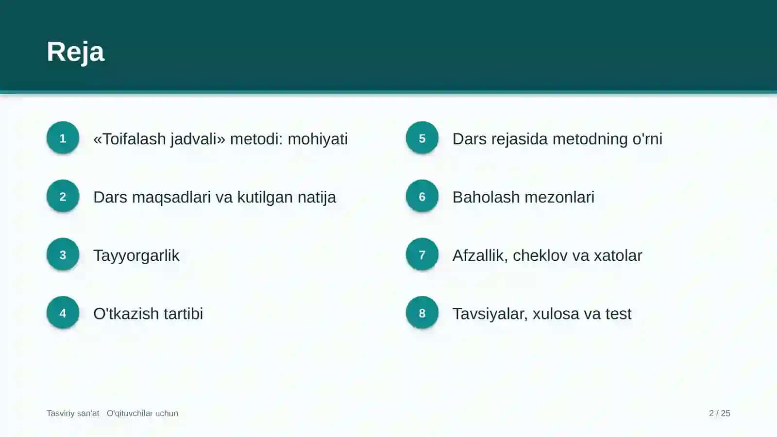 tasviriy san'at darslarida toifalash jadvali metodidan foydalanish 7675 2