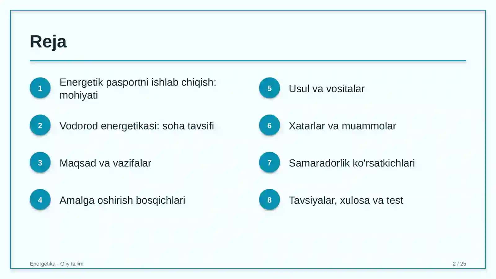 Vodorod energetikasida energetik pasportni ishlab chiqish 2