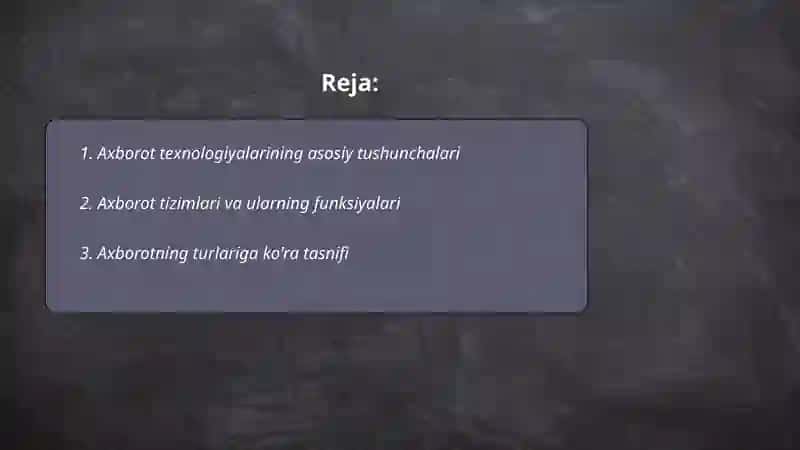 Axborot va uning turli sohalarda qo'llanishi 2
