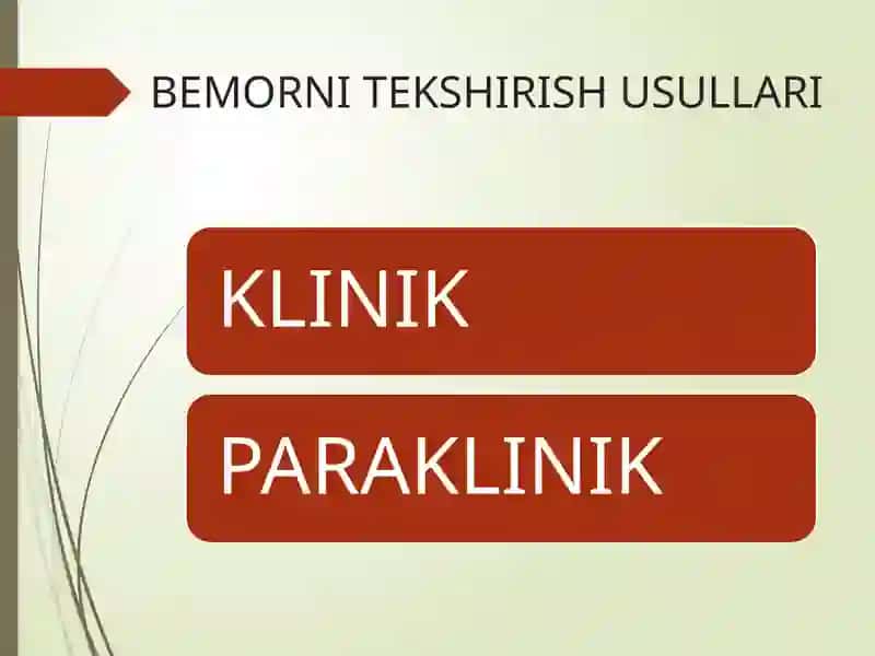 BEMORNI TEKSHIRISH USULLARI 2