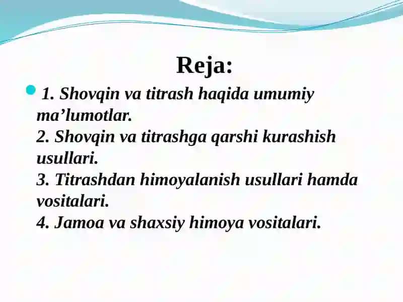 Shovqin va titrashdan himoyalanish texnik vositalarining guruhlanishi va tuzilishi 2