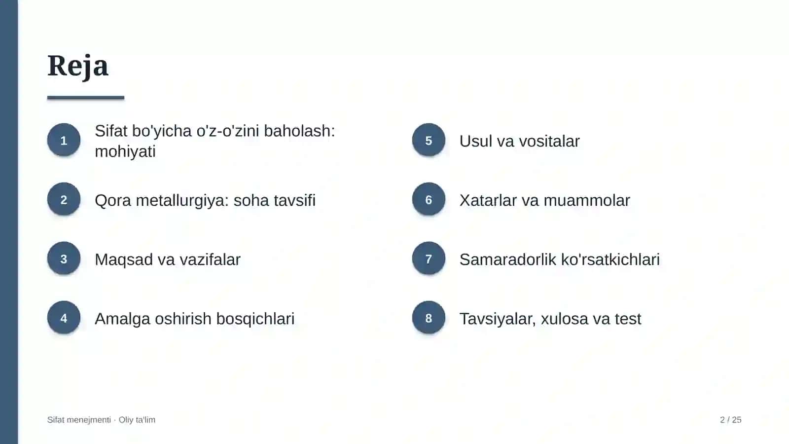 qora metallurgiyada sifat bo'yicha o'z o'zini baholashni o'tkazish 8360 2