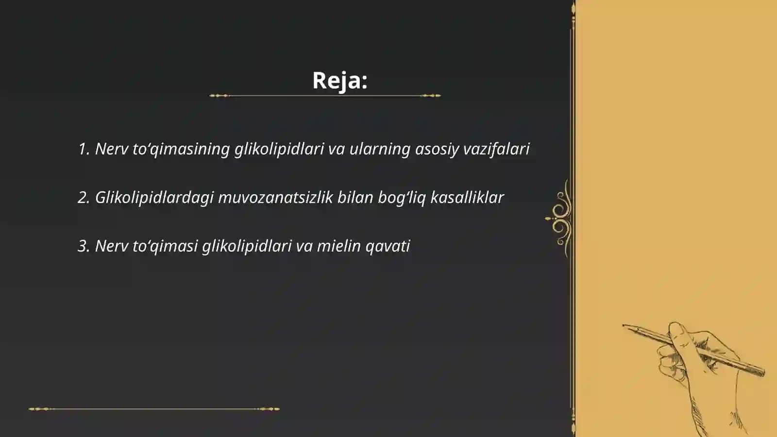 Nerv toʻqimasining asosiy glikolipidlari ahamiyati 2
