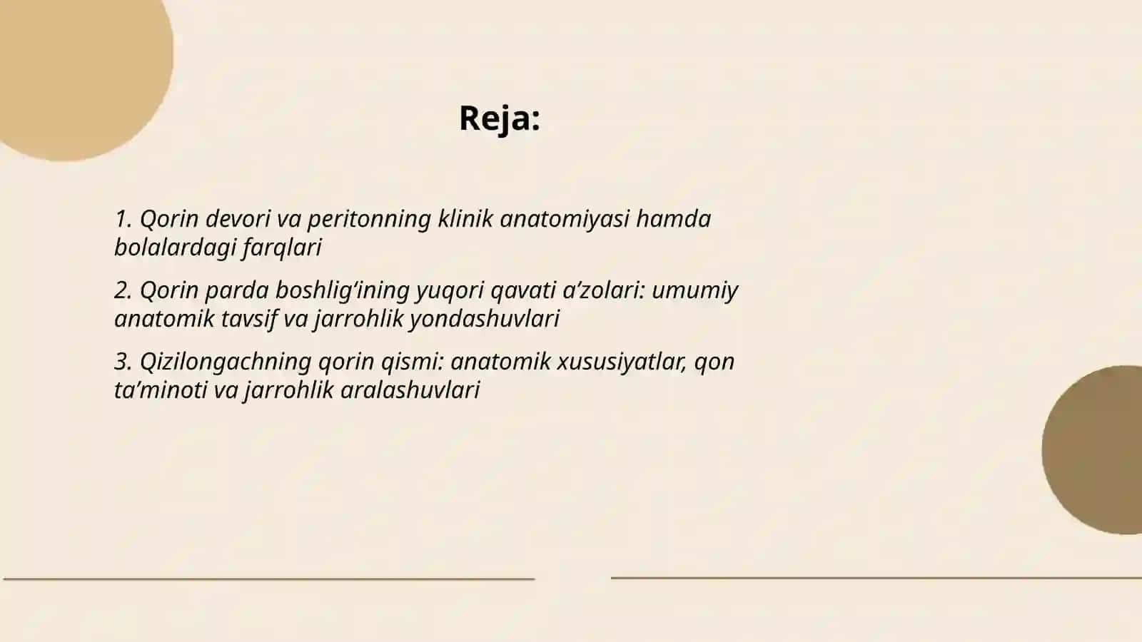 Qorin sohasining kilinik anatomiyasi va operativ jarrohligi 2
