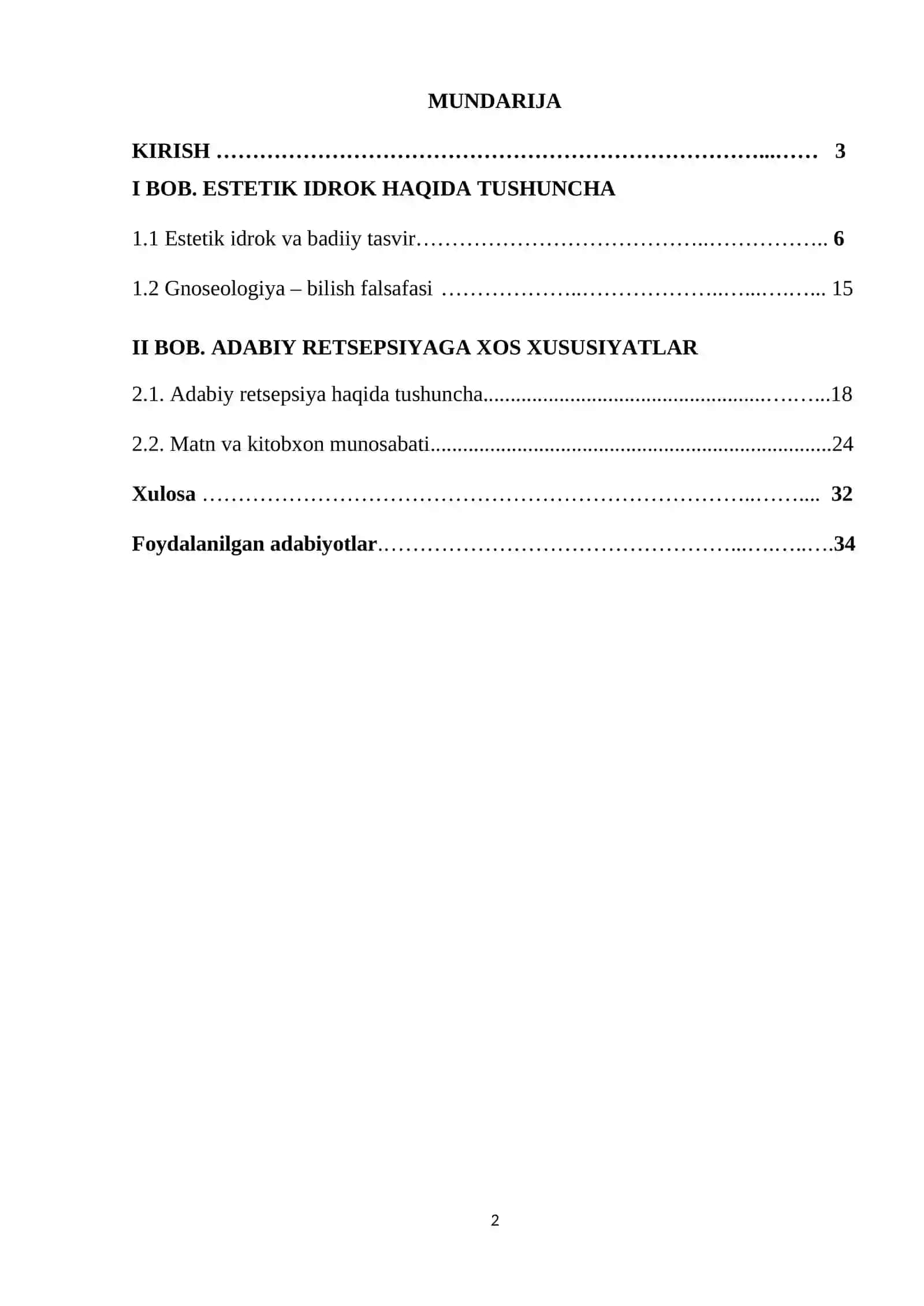 RETSEPTIV ESTETIKAGA OID ASARLAR TAHLILI 2