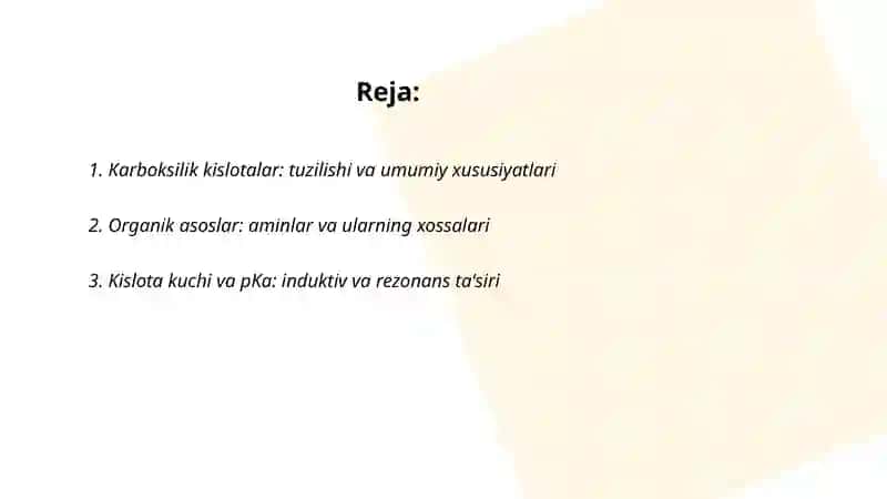 Organik kislota va asoslar 2