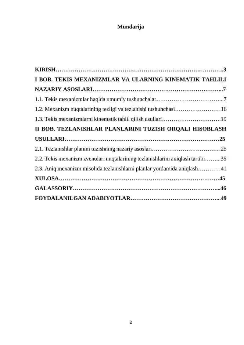 Tekis mexanizm zvenolari nuqtalarining tezlanishlarini planlar tuzish yoʻli yordamida aniqlash 2