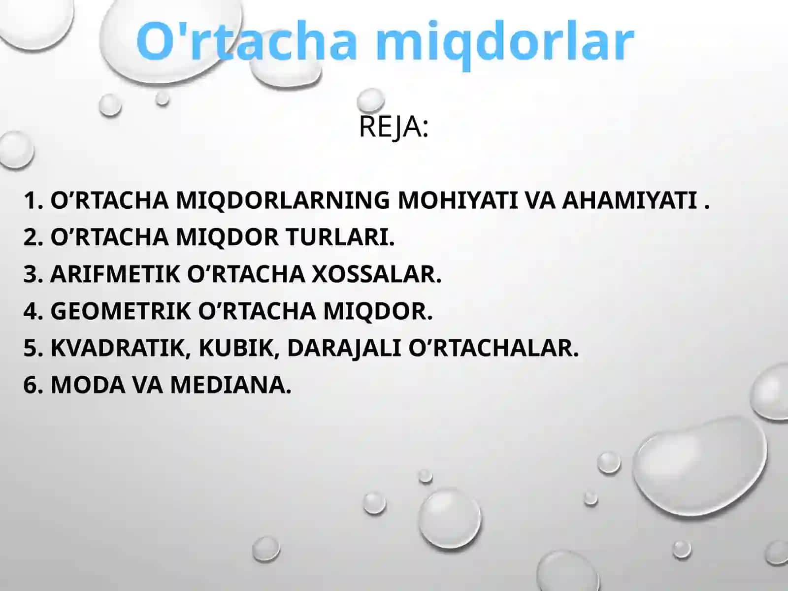 O'rtachamiqdorlar 2