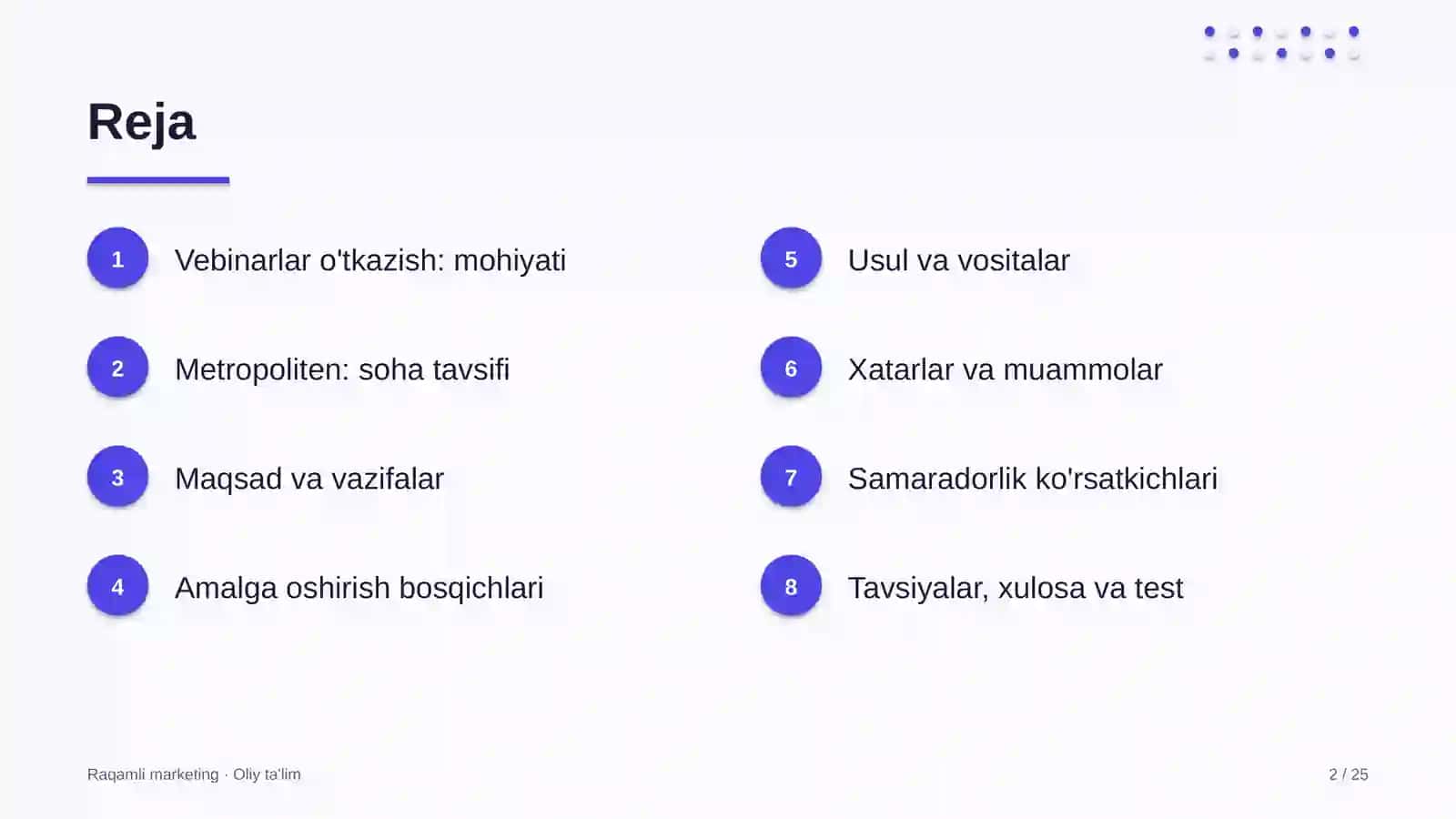metropolitenda vebinarlar o'tkazish 2050 2