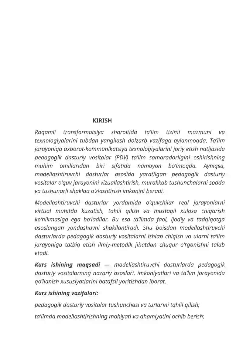 Modellashtiruvchi dasturlar asosida pedagogik dasturiy vositalar 2