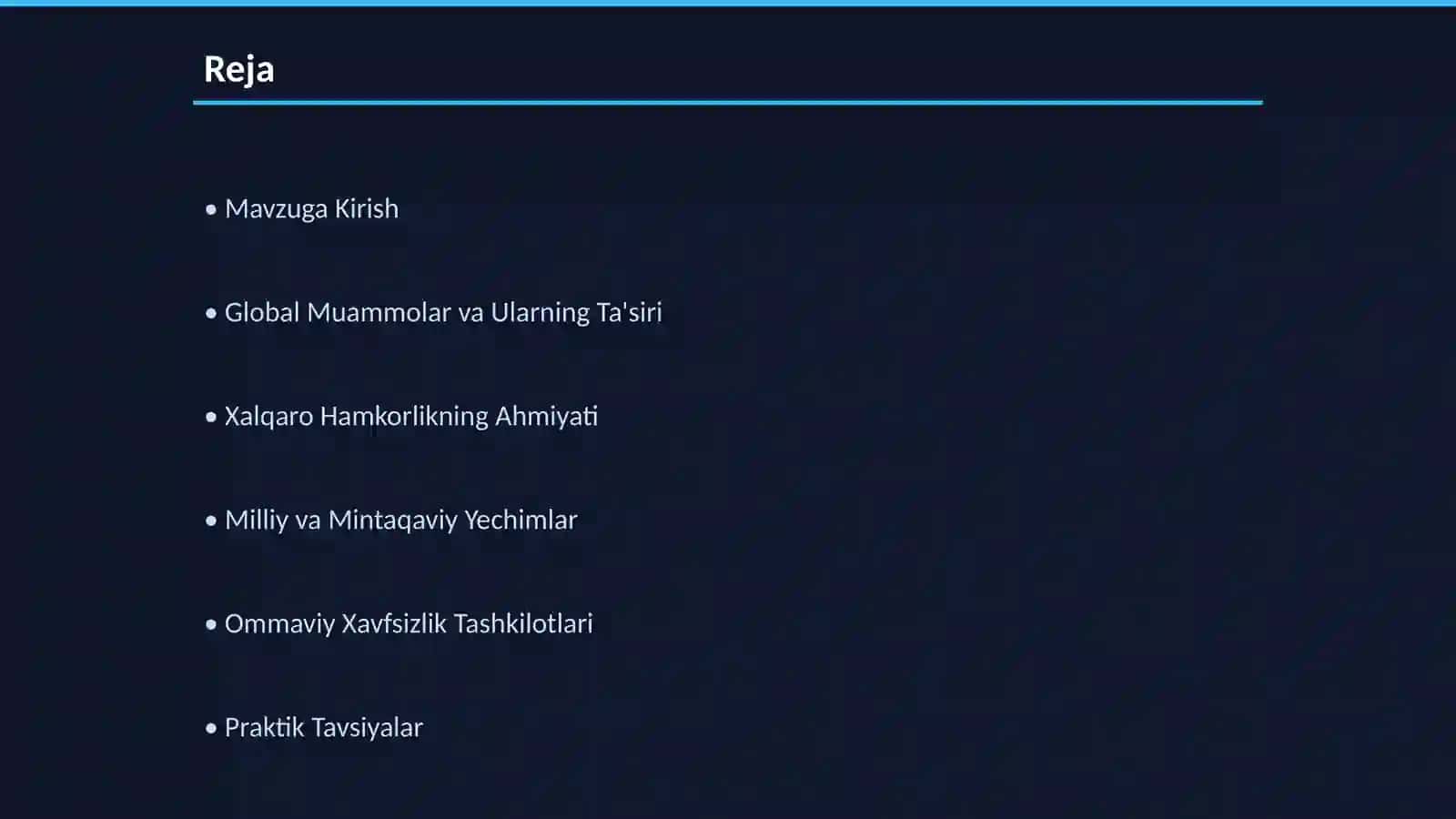 Tinchlik va Xavfsizlikni Taminlash: Global Muammolarni Yechish 2