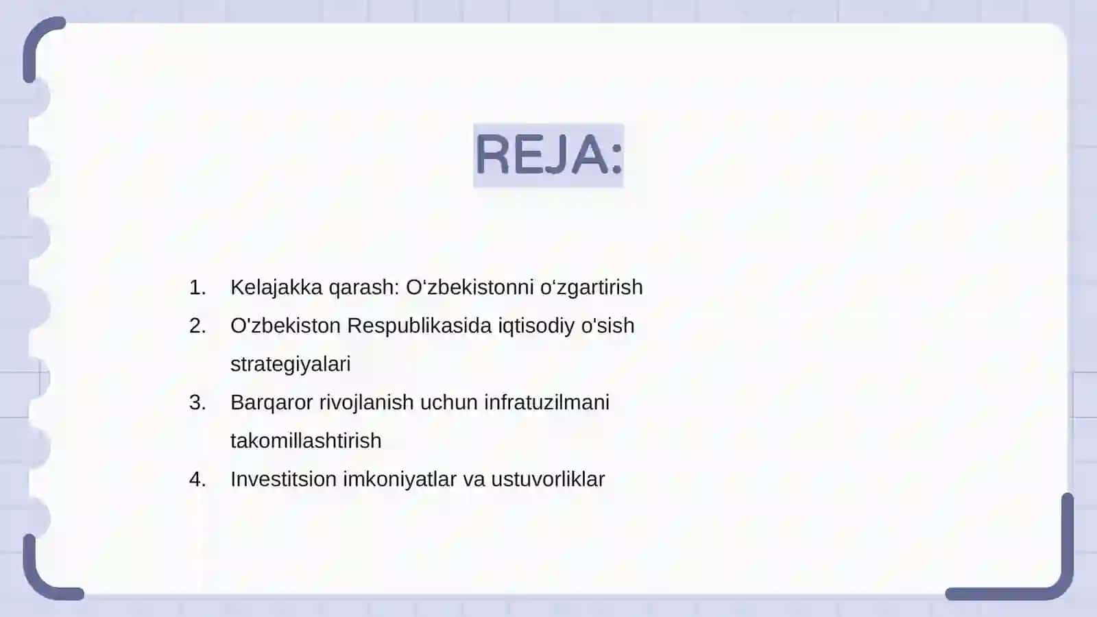 Oʻzbekiston Respublikasini yanada rivojlantirish boʻyicha harakatlar  stetegiyasi va uni ustuvor yoʻnalishi 2