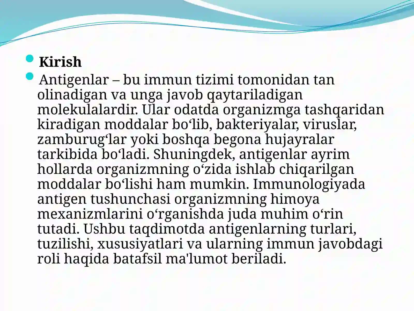 Antigen va ularning xususiyatlari 2