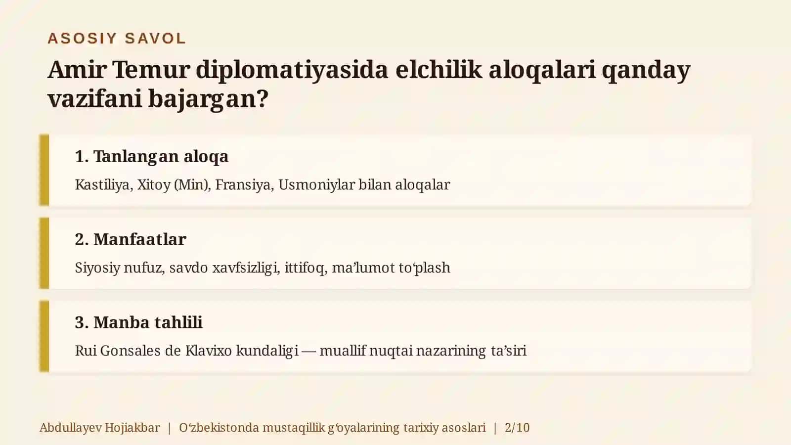 Amir Temur diplomatiyasi 2