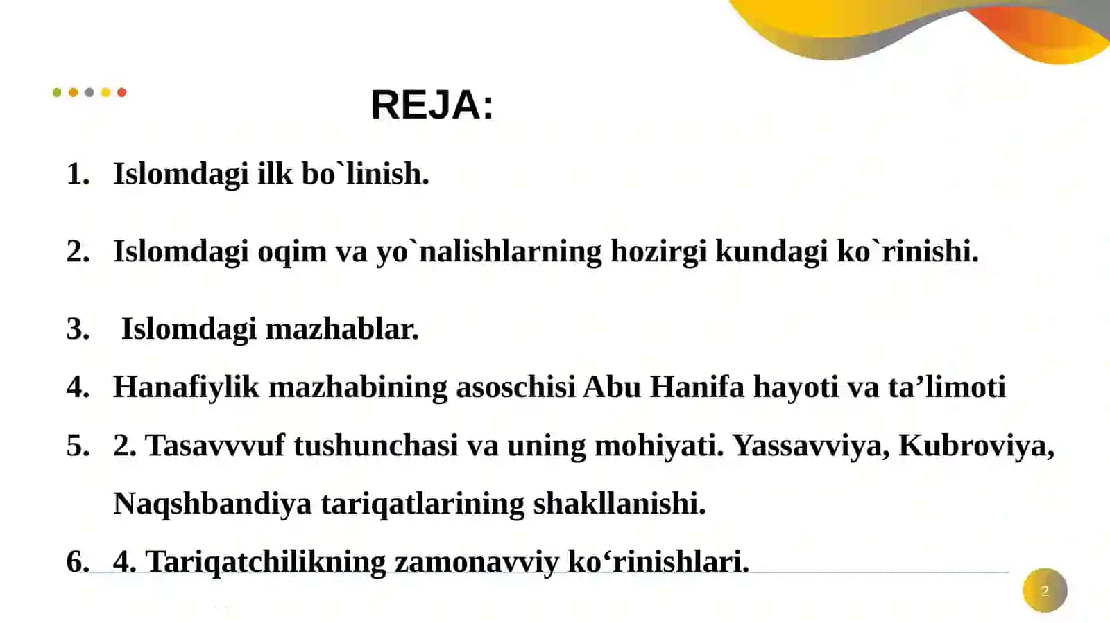 ISLОMDАGI MАZHАBLАR VА YO`NАLISHLАR 2