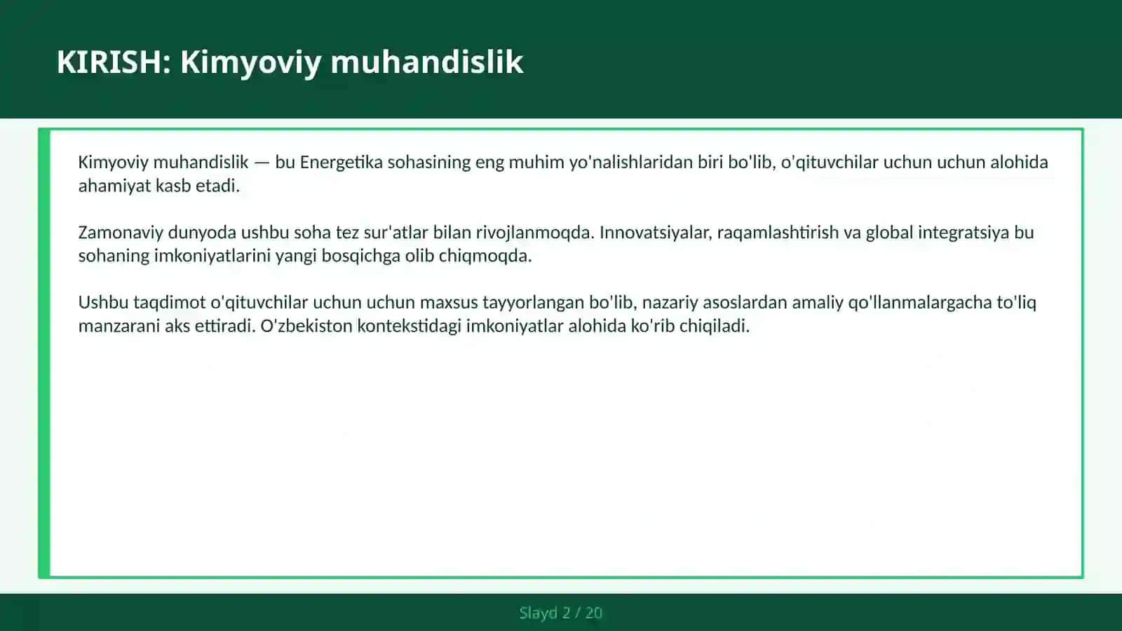 Kimyoviy muhandislik 2