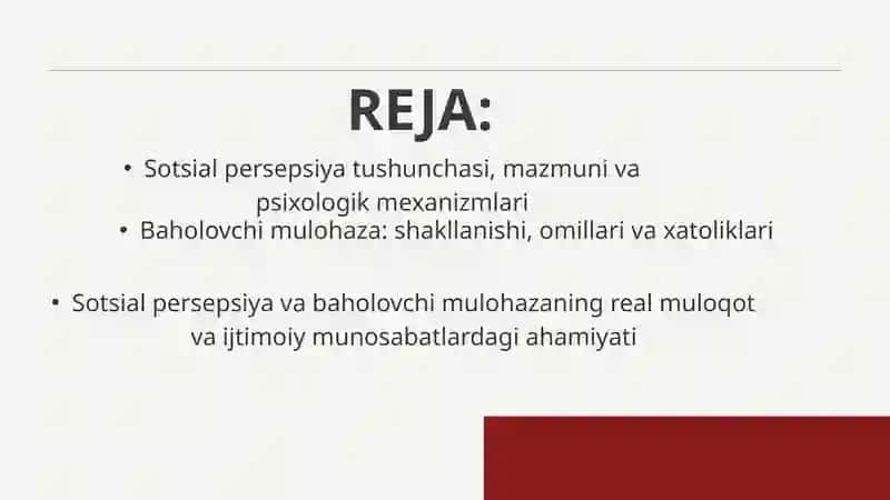 Sotsial Persepsiya va Baholovchi Mulohaza 2