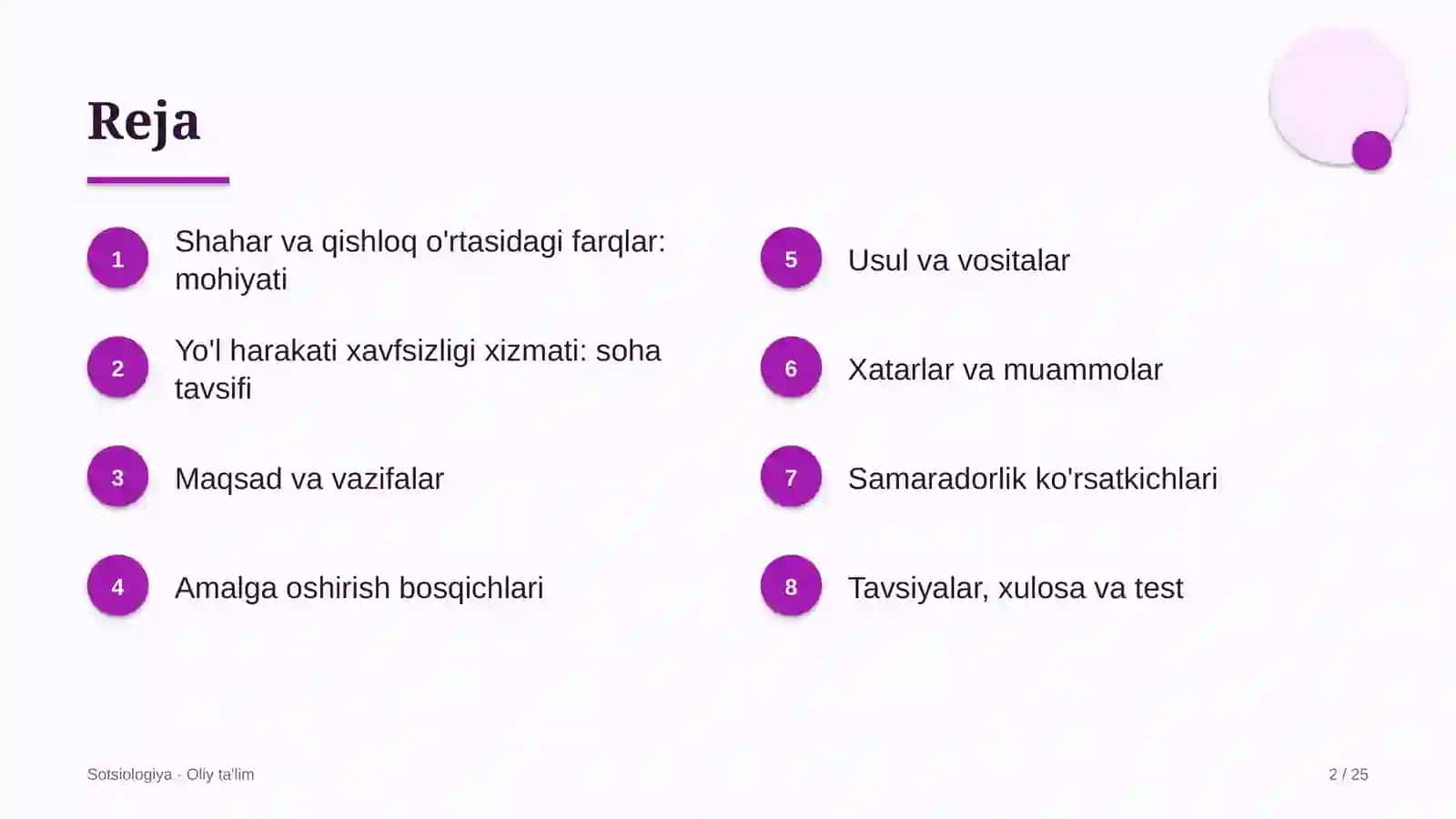 Yo'l harakati xavfsizligi xizmatida shahar va qishloq o'rtasidagi farqlar 2