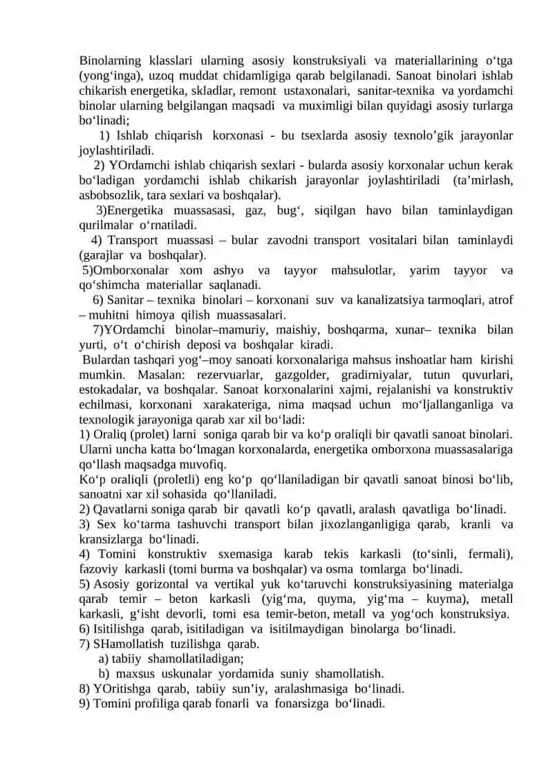 Sanoat Binolari Tarifi va Turlari 2