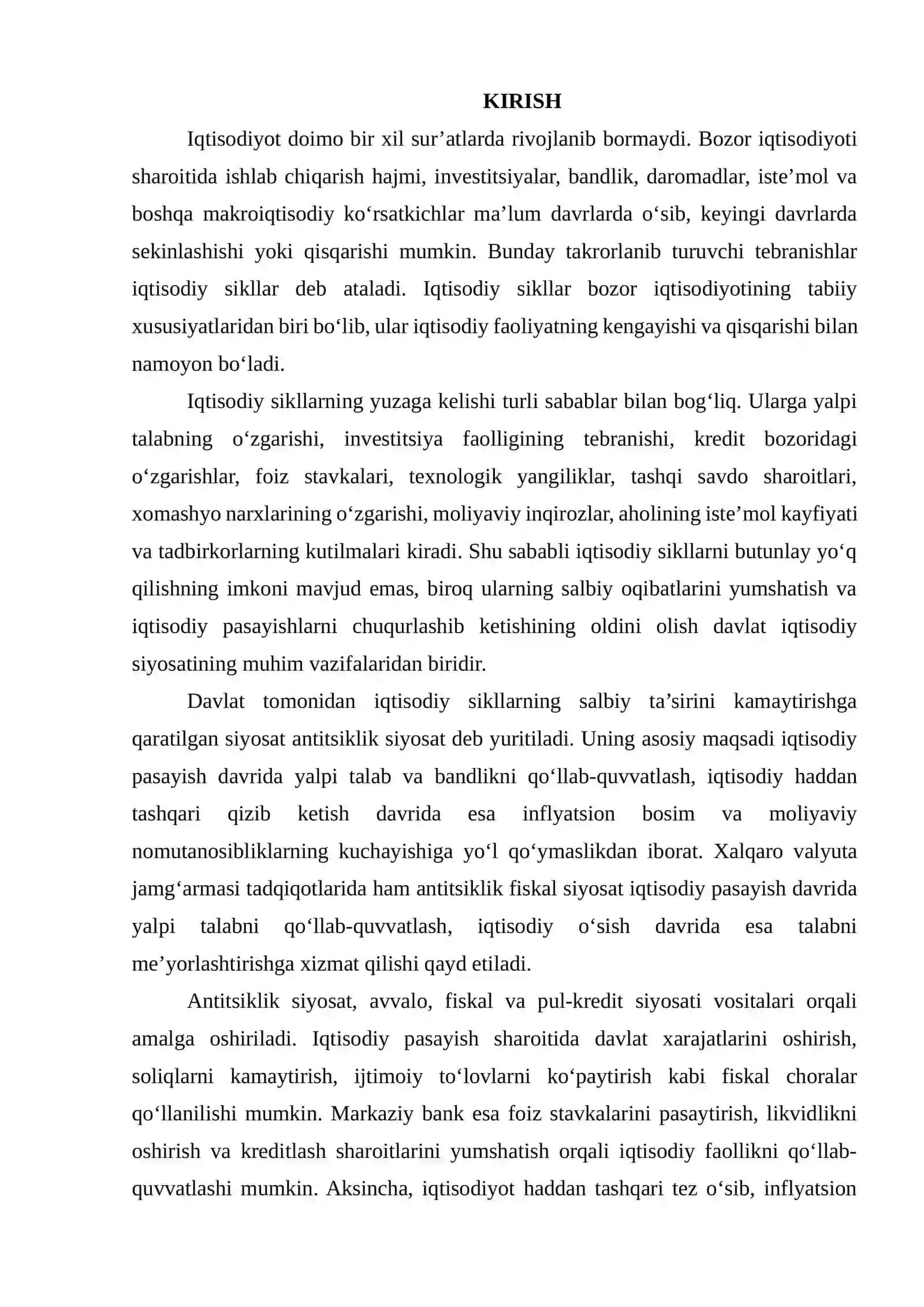 IQTISODIY SIKLLAR VA DAVLATNING ANTITSIKLIK SIYOSATI 2