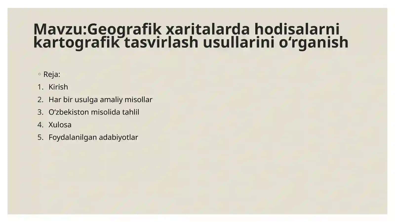 Geografik xaritalar da hodisalar ni kartografik tasvirlash usullarini o‘rganish 2