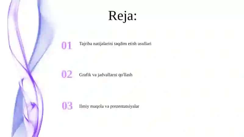 Eksperemental tadqiqot natijalarini taqdim etish shakllari 2