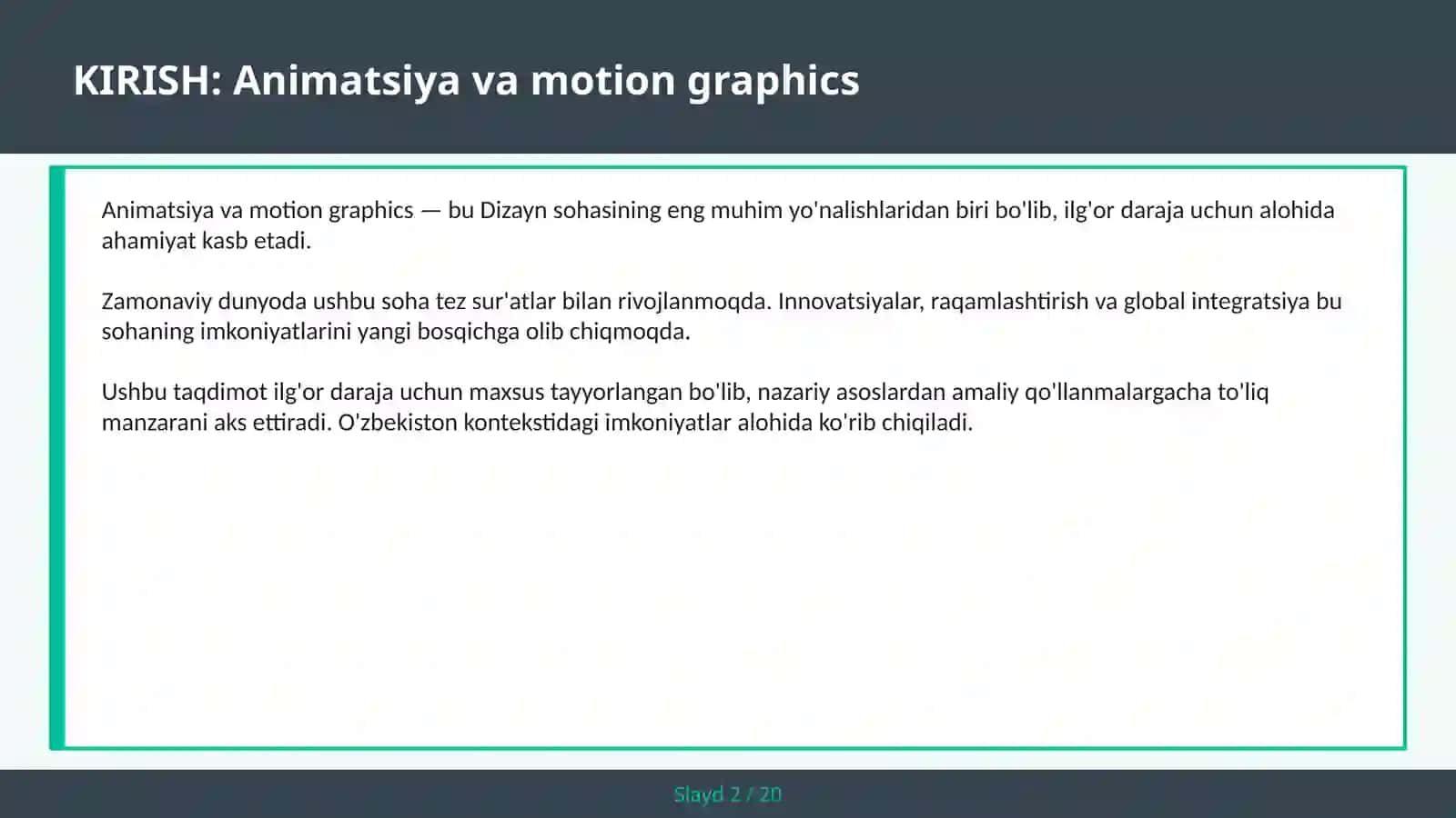 ANIMATSIYA VA MOTION GRAPHICS 2