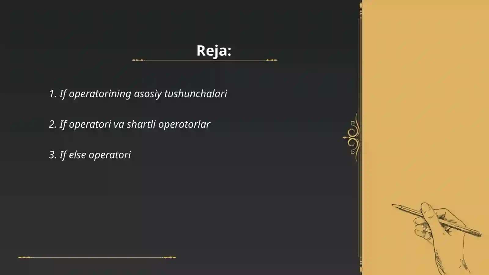 If operatorining asosiy tushunchalari 2