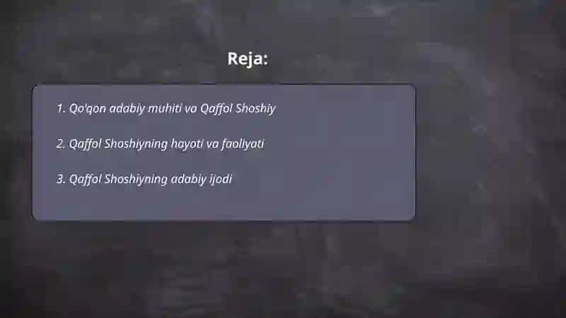 Qaffol Shoshiy ijodi va uning ahamiyati 2