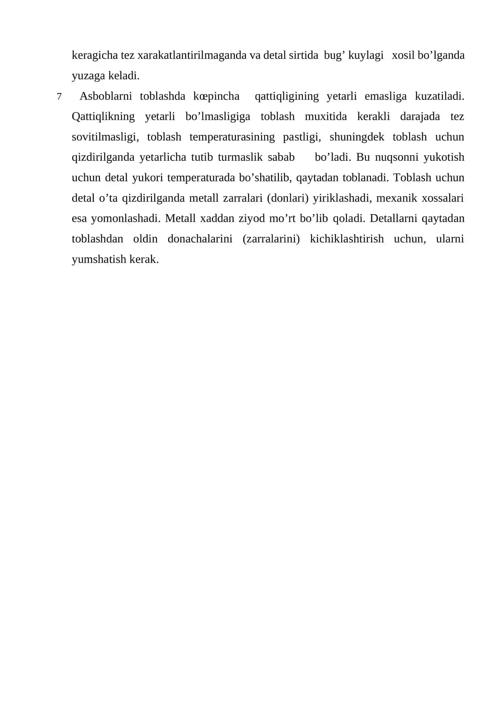 Toblashda vujudga keladigan nuqsonlar 2