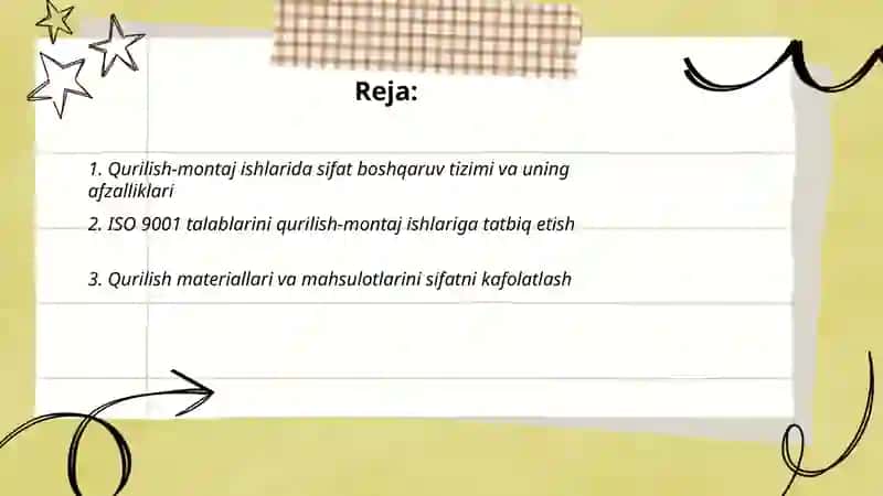 Qurilish-montaj ishlarida sifatni boshqarish 2