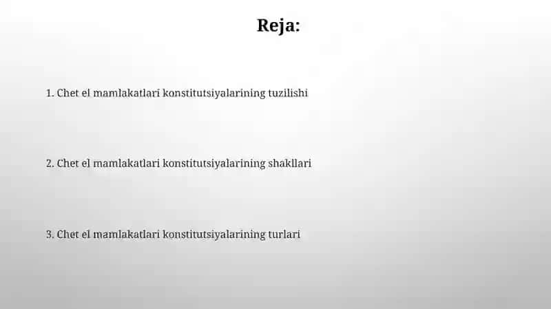 Chet el mamlakatlari konstitutsiyalarining shakllari turlari va tuzilishi 2