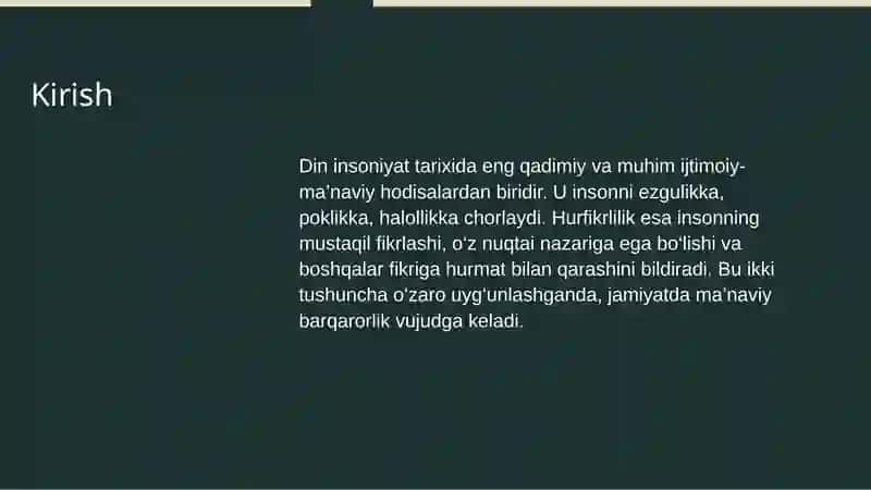 Din va Hurfikrlik 2