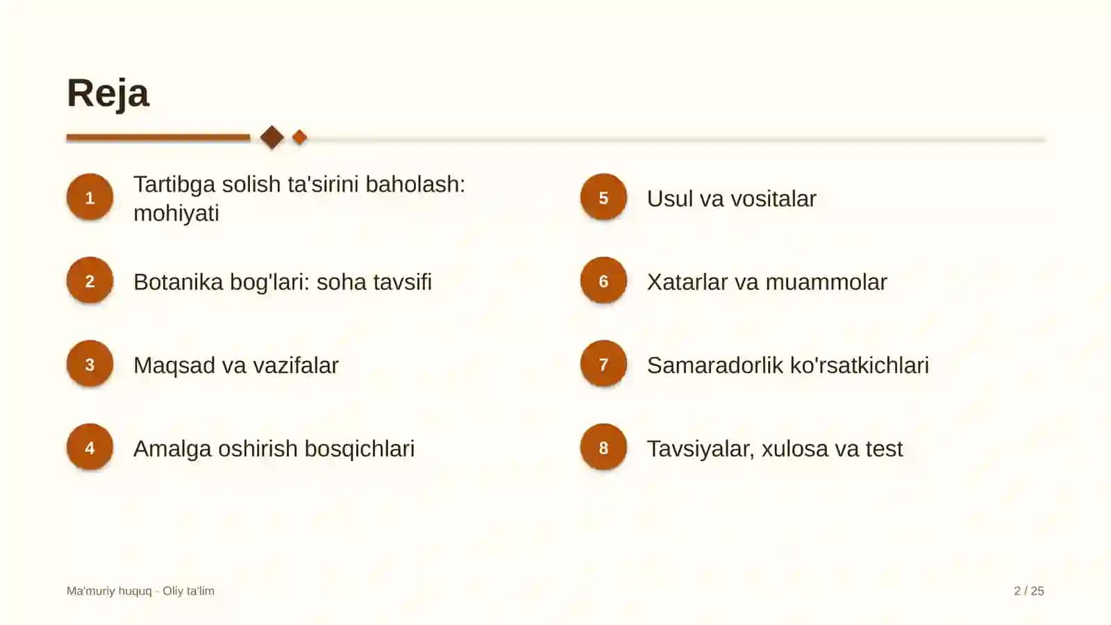 Botanika bog'lariida normativ-huquqiy hujjatlarning tartibga solish ta'sirini baholash 2