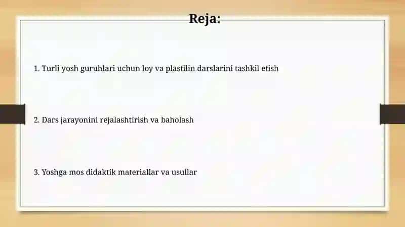 Turli yosh guruhlari uchun loy va plastilin darslarini tashkil etish 2
