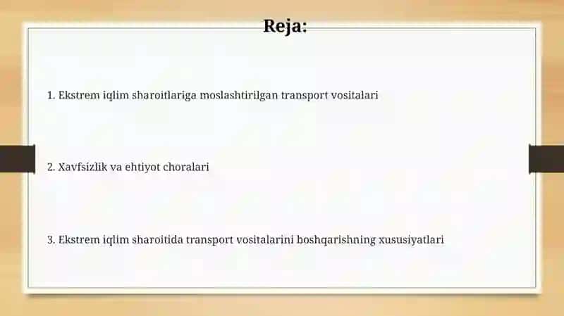 Ekstremal iqlim sharoitida transport vositalarini boshqarishning xususiyatlari 2