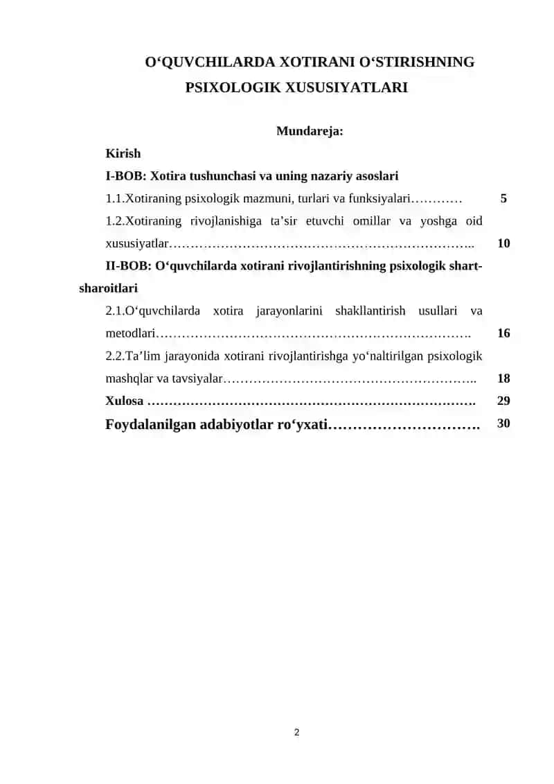 Xotirada xotirani o‘stirishning psixologik xususiyatlari 2