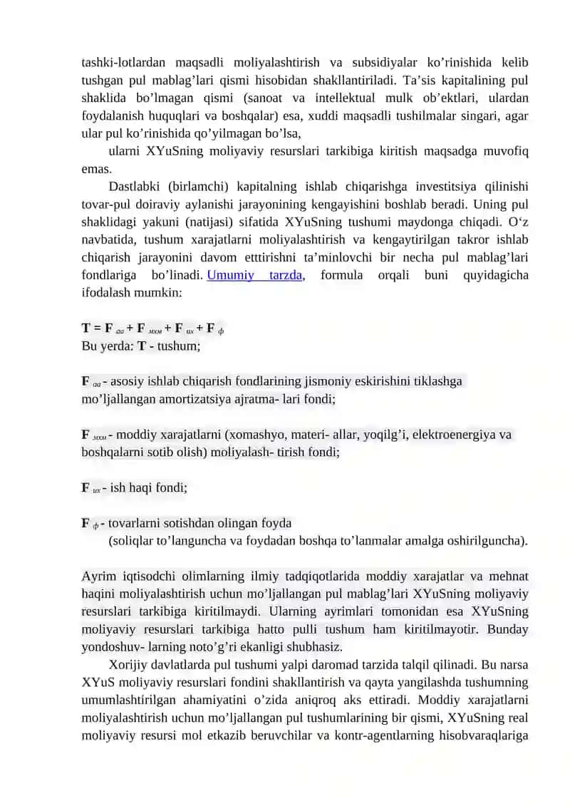 XO’JALIK YURITUVCHI SUB’EKTLAR MOLIYAVIY RESURSLARI 2