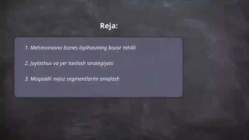 Mehmonxona biznes loyihasi 2