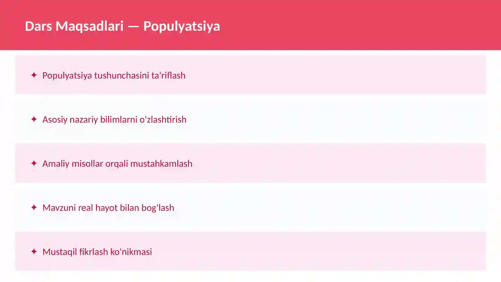 O'qituvchilar va Talabalar Uchun Dars Ishlanma 2