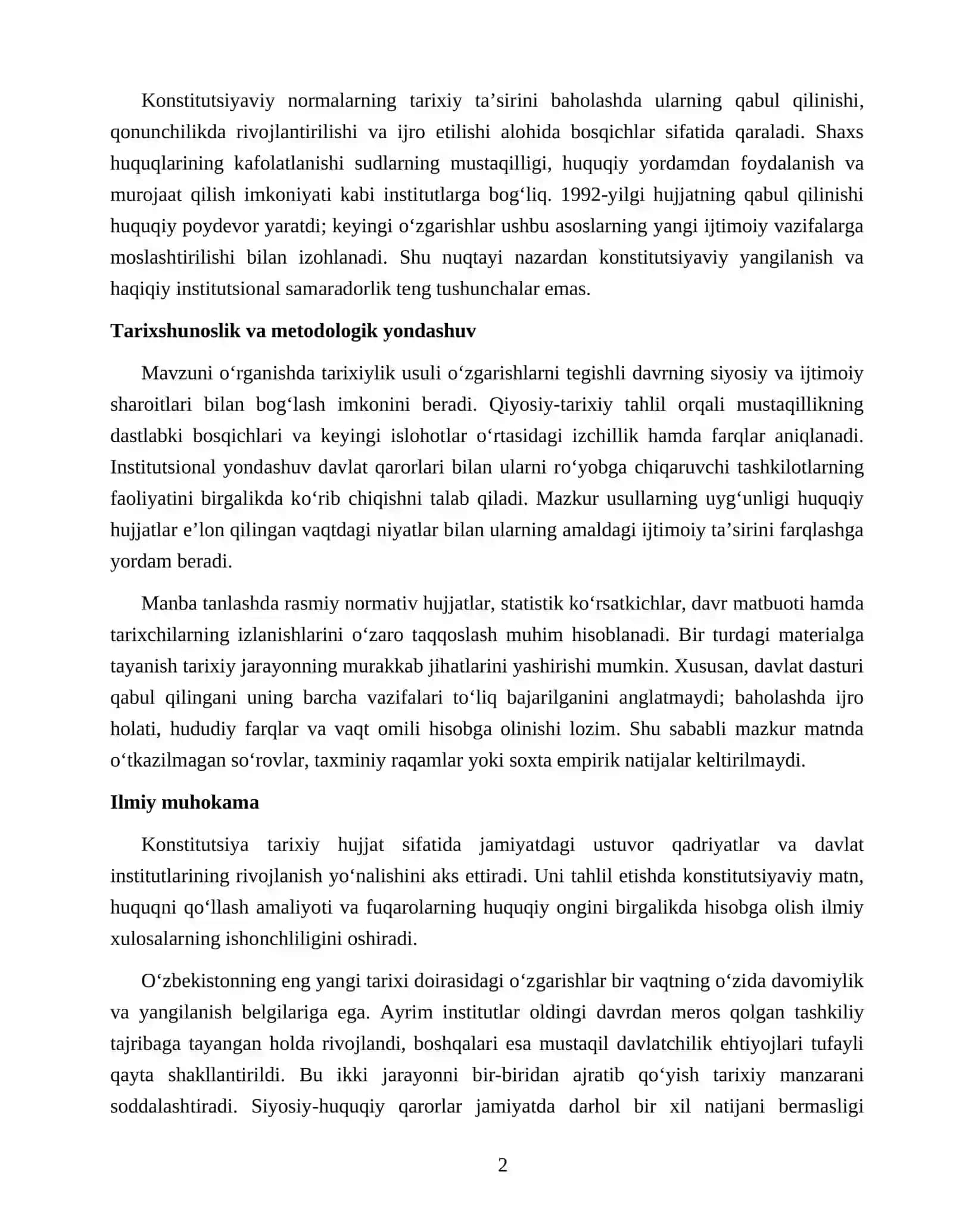 1992-YILGI KONSTITUTSIYA VA O‘ZBEKISTONDA KONSTITUTSIYAVIY DAVLATCHILIKNING RIVOJLANISHI 2